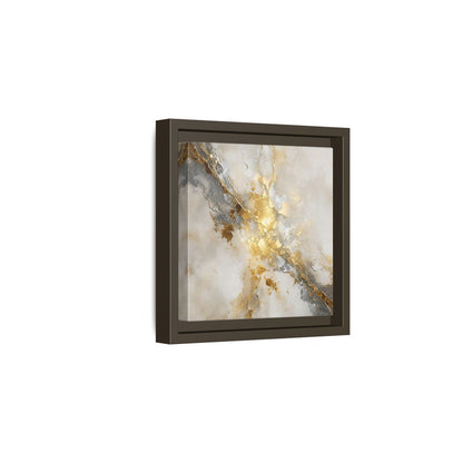 Side Mockup 2. Gold Marble Abstract Burst shown as framed canvas print