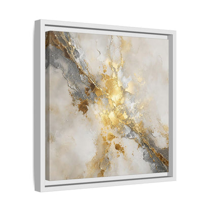 Side Mockup 28. Gold Marble Abstract Burst shown as framed canvas print