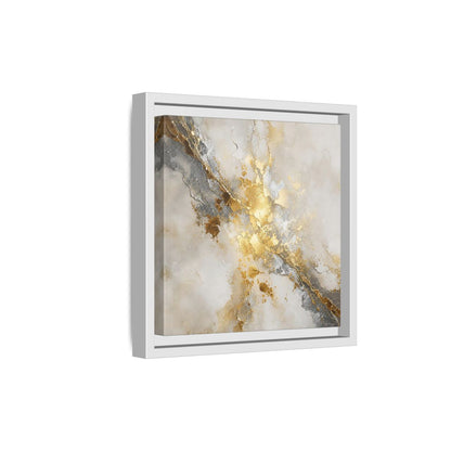 Side Mockup 19. Gold Marble Abstract Burst shown as framed canvas print