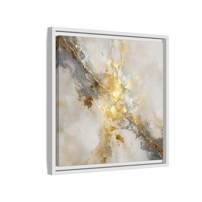 Side Mockup 13. Gold Marble Abstract Burst shown as framed canvas print