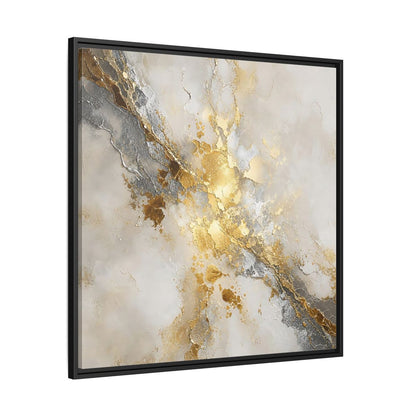 Side Mockup 30. Gold Marble Abstract Burst shown as framed canvas print