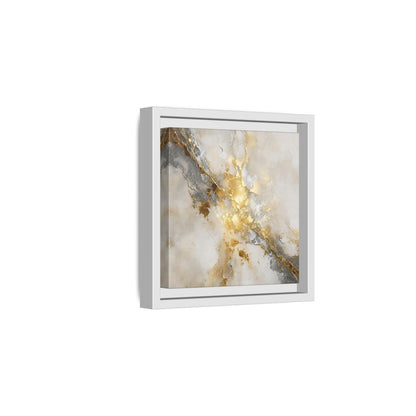 Side Mockup 1. Gold Marble Abstract Burst shown as framed canvas print