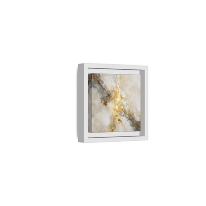 Side Mockup 22. Gold Marble Abstract Burst shown as framed canvas print