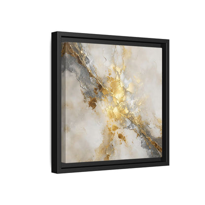 Side Mockup 18. Gold Marble Abstract Burst shown as framed canvas print
