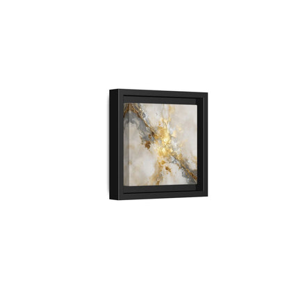 Side Mockup 24. Gold Marble Abstract Burst shown as framed canvas print