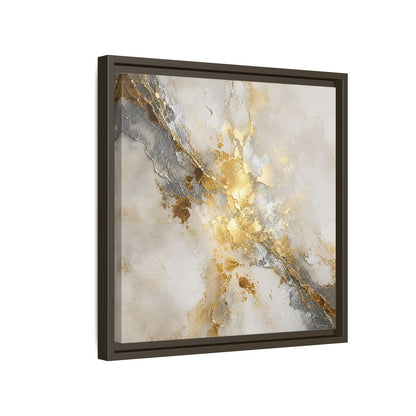 Side Mockup 14. Gold Marble Abstract Burst shown as framed canvas print