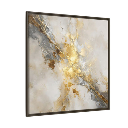 Side Mockup 5. Gold Marble Abstract Burst shown as framed canvas print