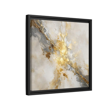 Side Mockup 15. Gold Marble Abstract Burst shown as framed canvas print