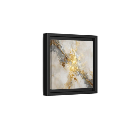 Side Mockup 3. Gold Marble Abstract Burst shown as framed canvas print