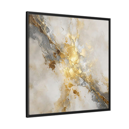 Side Mockup 6. Gold Marble Abstract Burst shown as framed canvas print