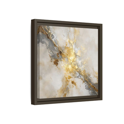 Side Mockup 17. Gold Marble Abstract Burst shown as framed canvas print