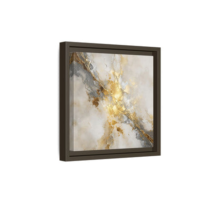 Side Mockup 20. Gold Marble Abstract Burst shown as framed canvas print