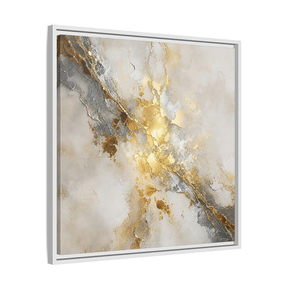 Side Mockup 26. Gold Marble Abstract Burst shown as framed canvas print