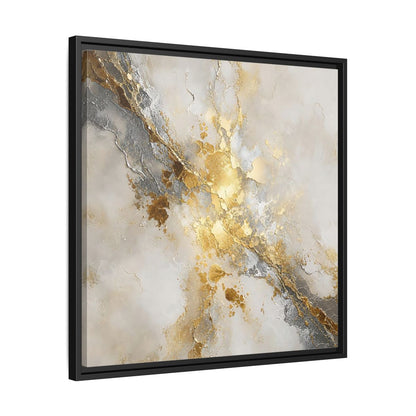 Side Mockup 31. Gold Marble Abstract Burst shown as framed canvas print