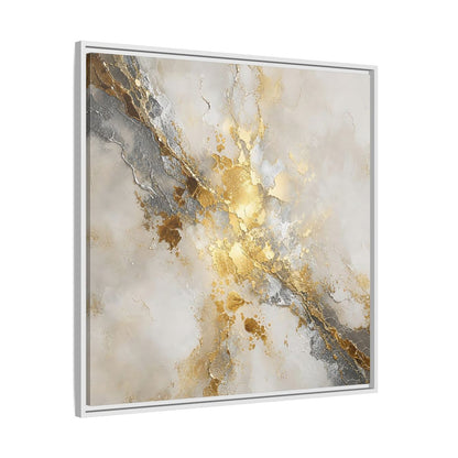 Side Mockup 25. Gold Marble Abstract Burst shown as framed canvas print