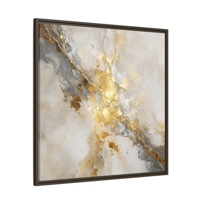 Main Mockup. Gold Marble Abstract Burst shown as framed canvas print