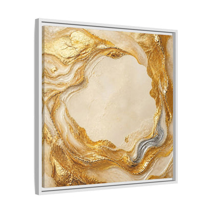 Side Mockup 26. Gold Ribbon Accent shown as framed canvas print