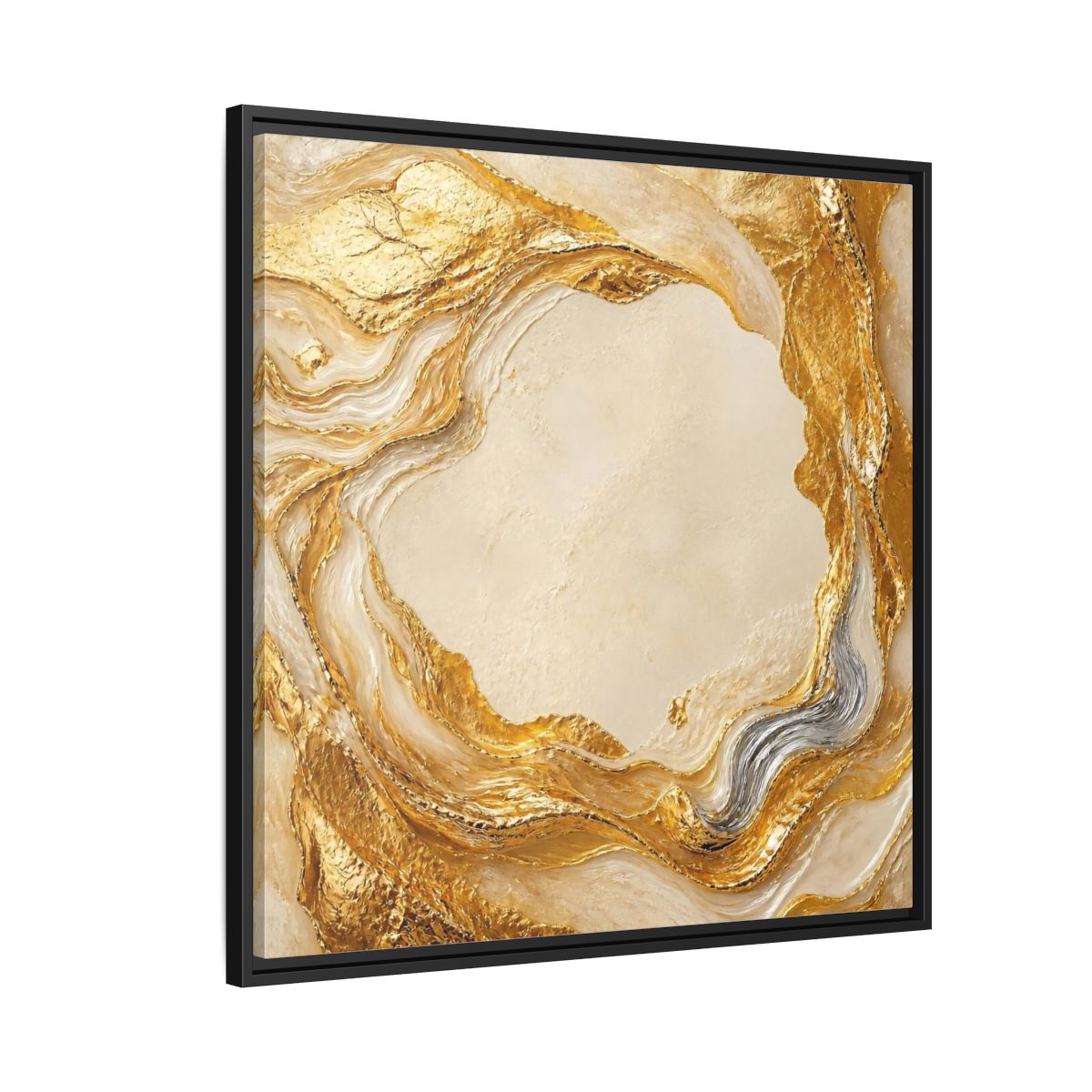 Side Mockup 9. Gold Ribbon Accent shown as framed canvas print