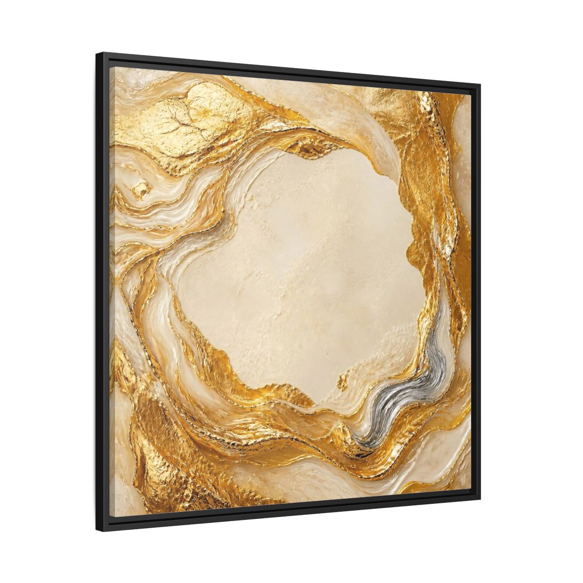 Side Mockup 30. Gold Ribbon Accent shown as framed canvas print