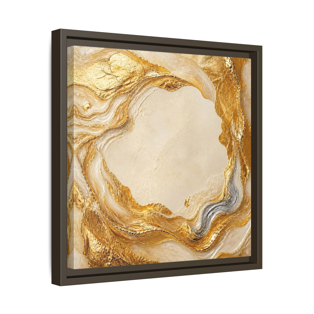 Side Mockup 29. Gold Ribbon Accent shown as framed canvas print