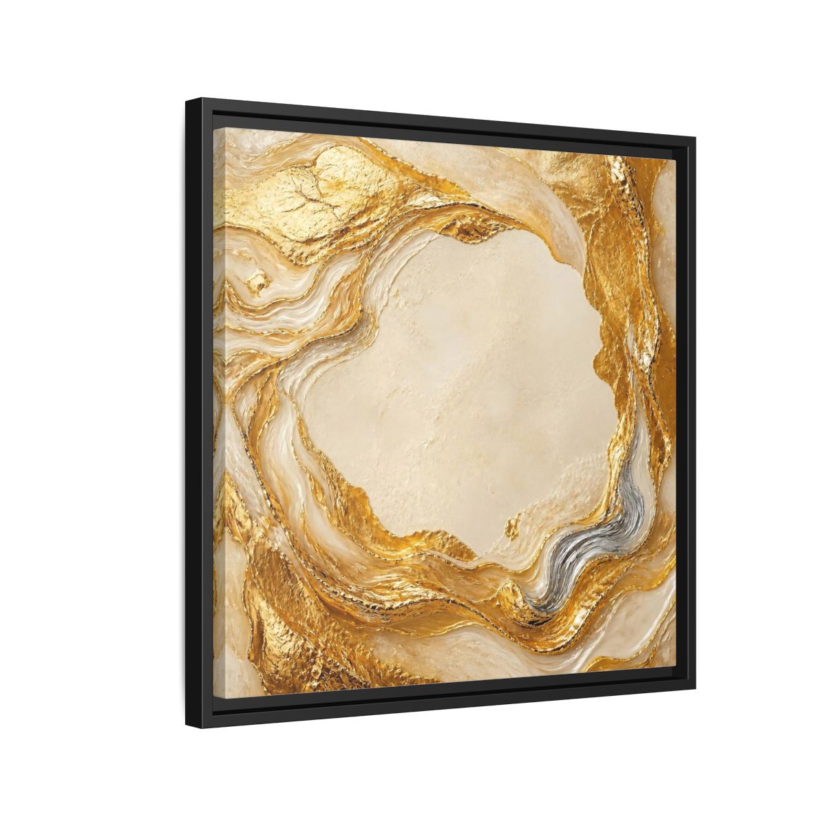 Side Mockup 12. Gold Ribbon Accent shown as framed canvas print