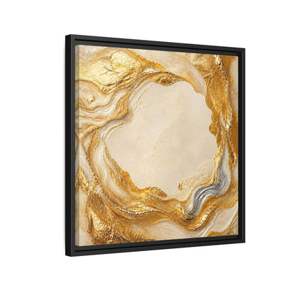 Side Mockup 12. Gold Ribbon Accent shown as framed canvas print