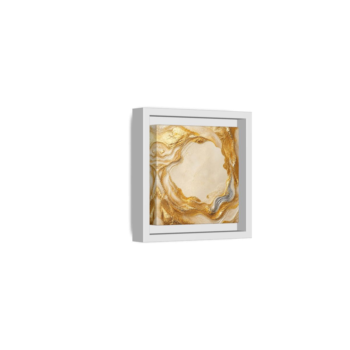 Side Mockup 22. Gold Ribbon Accent shown as framed canvas print
