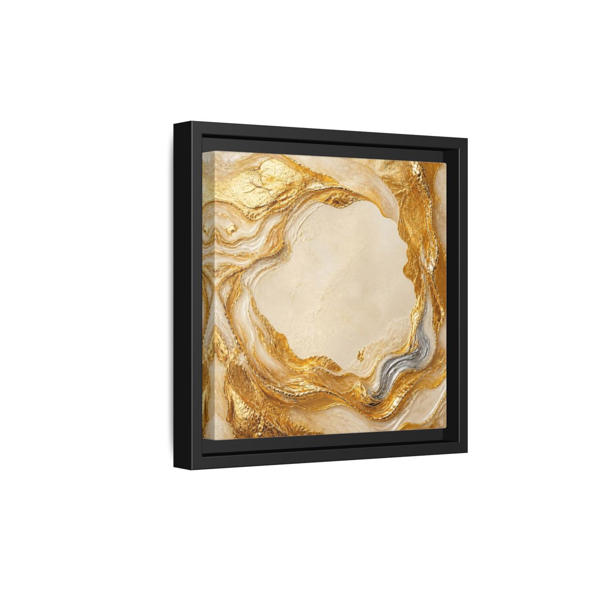 Side Mockup 21. Gold Ribbon Accent shown as framed canvas print
