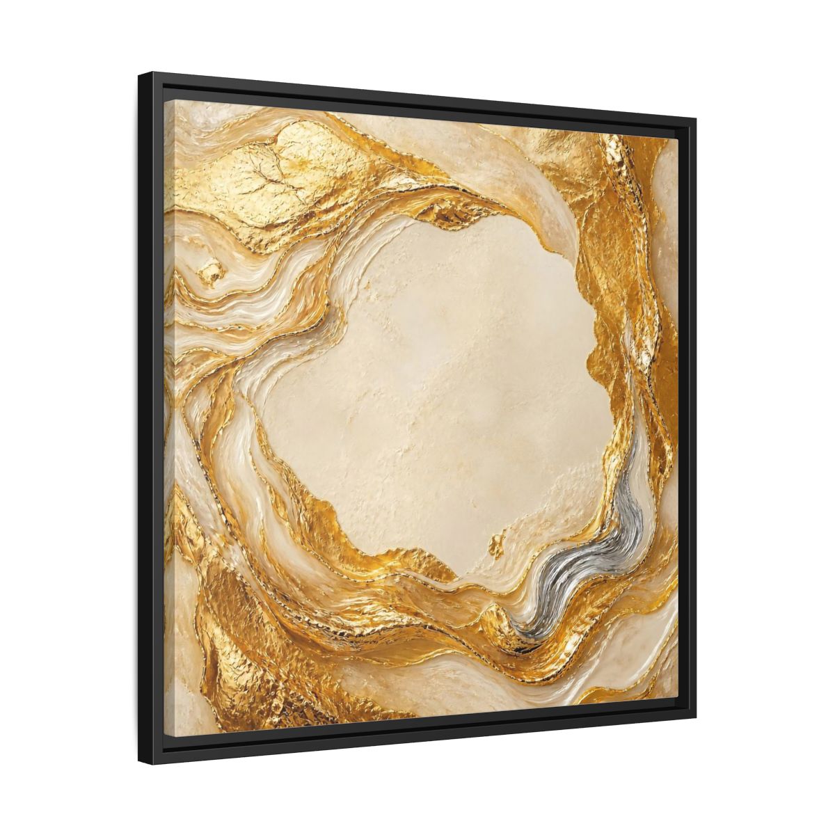 Side Mockup 31. Gold Ribbon Accent shown as framed canvas print