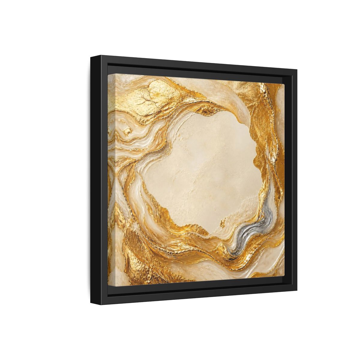 Side Mockup 18. Gold Ribbon Accent shown as framed canvas print