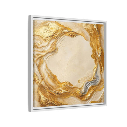 Side Mockup 10. Gold Ribbon Accent shown as framed canvas print