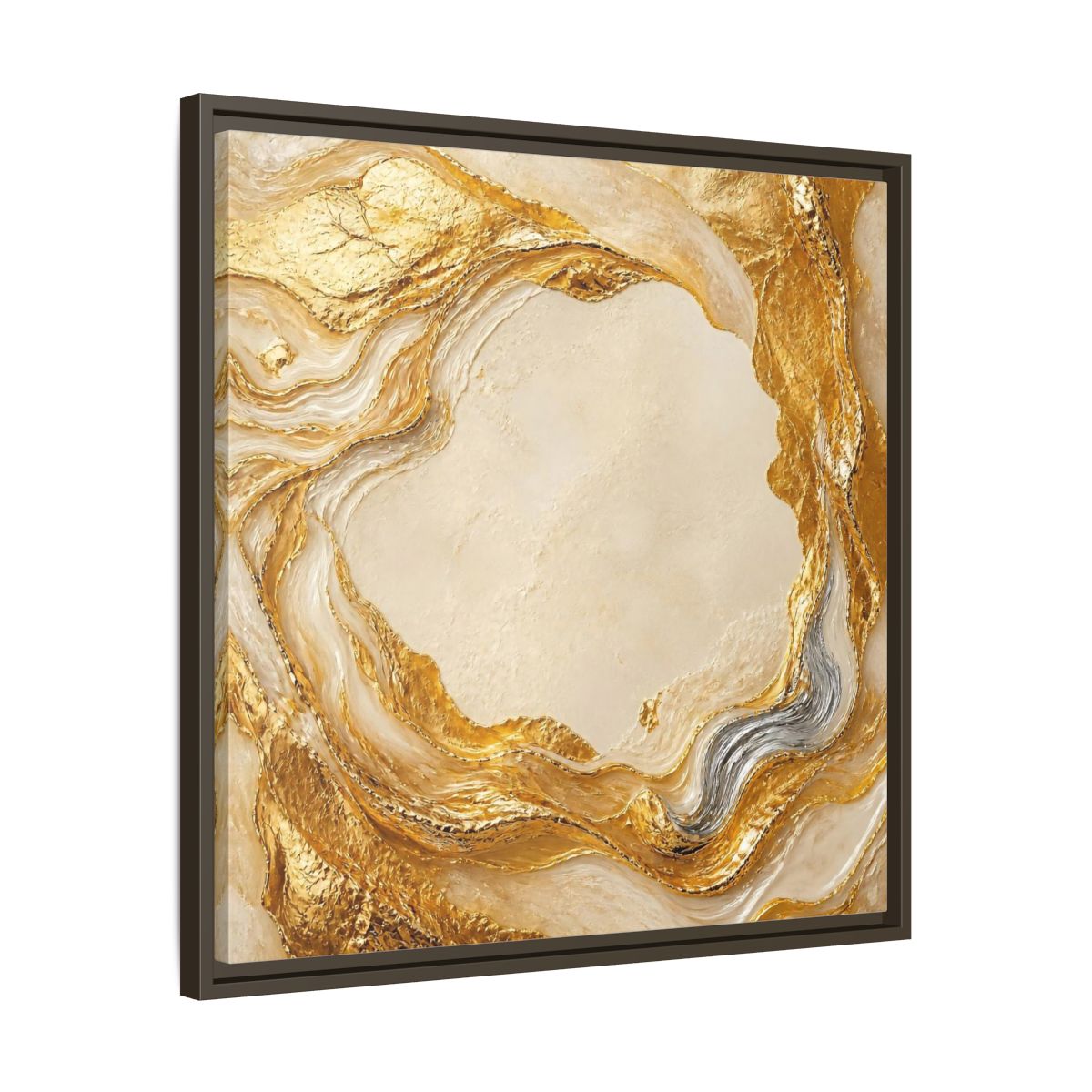 Side Mockup 27. Gold Ribbon Accent shown as framed canvas print