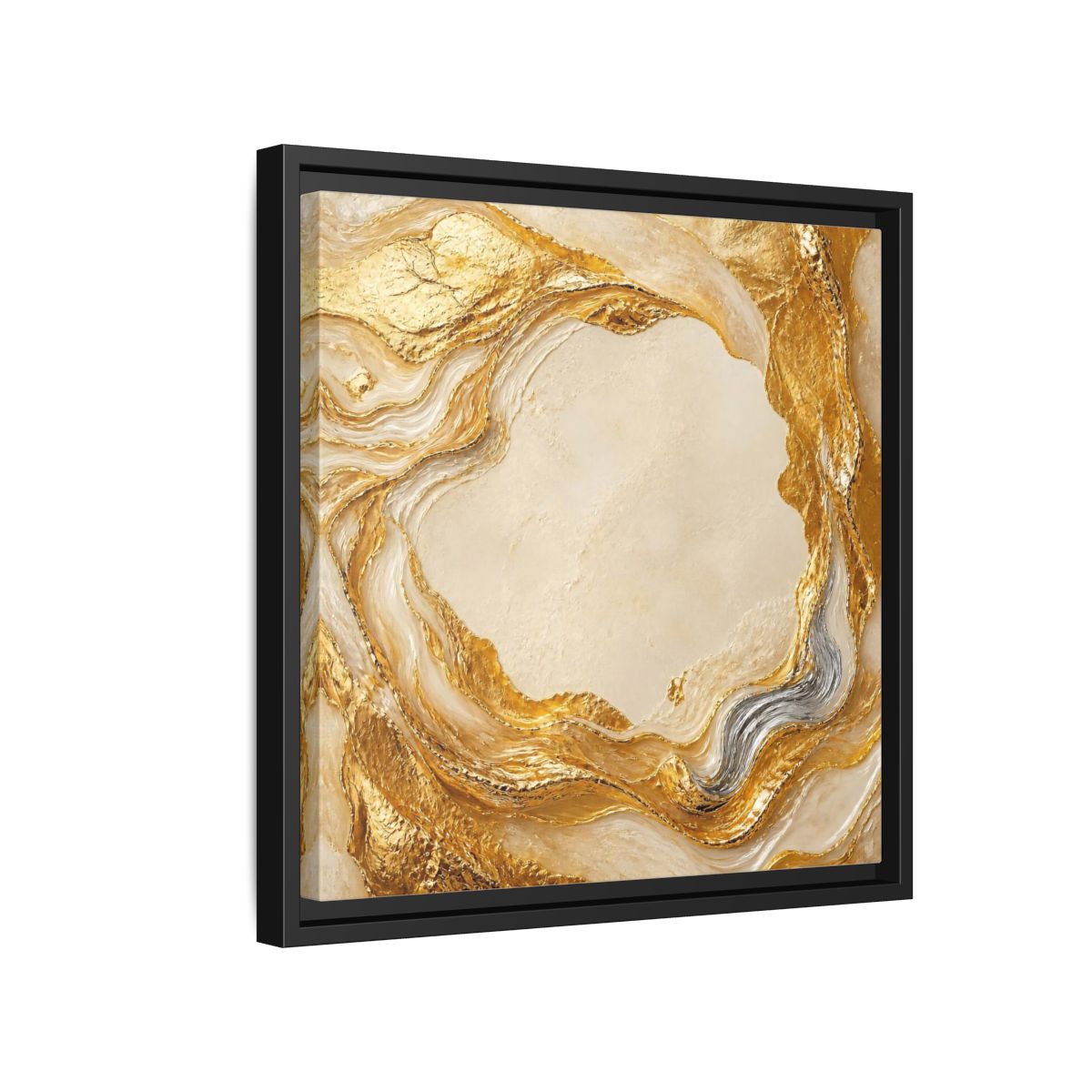 Side Mockup 15. Gold Ribbon Accent shown as framed canvas print