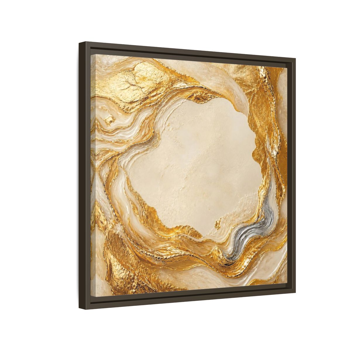 Side Mockup 11. Gold Ribbon Accent shown as framed canvas print