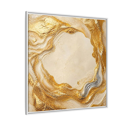Side Mockup 4. Gold Ribbon Accent shown as framed canvas print