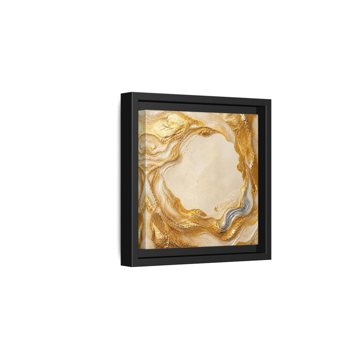 Side Mockup 3. Gold Ribbon Accent shown as framed canvas print