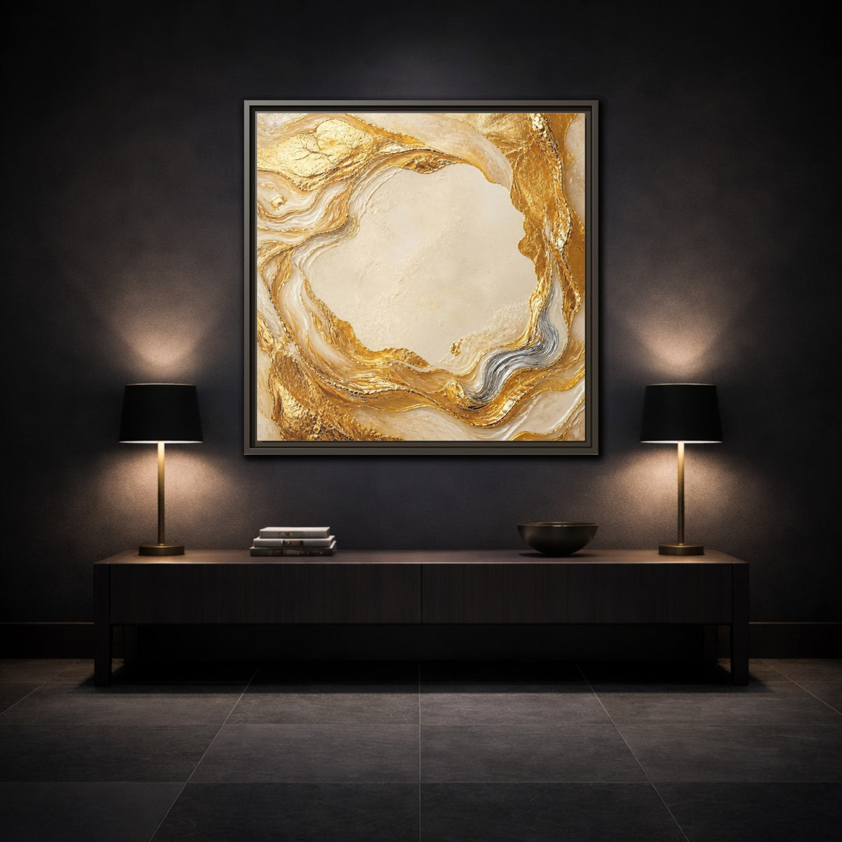 Mockup 3. Gold Ribbon Accent shown as framed canvas print