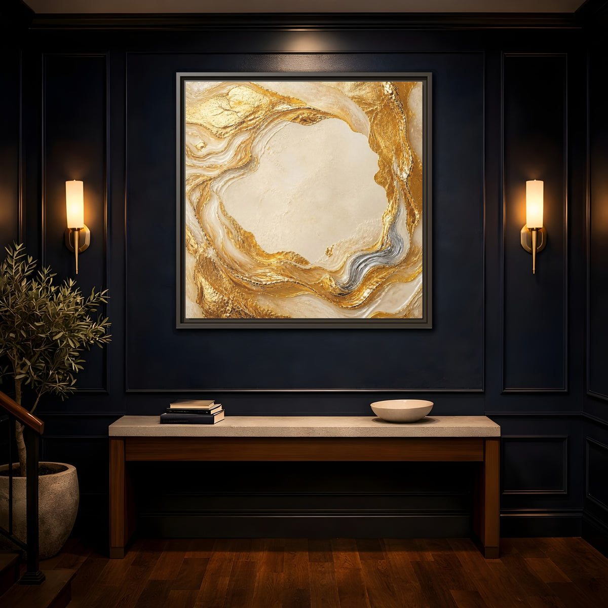 Mockup 4. Gold Ribbon Accent shown as framed canvas print