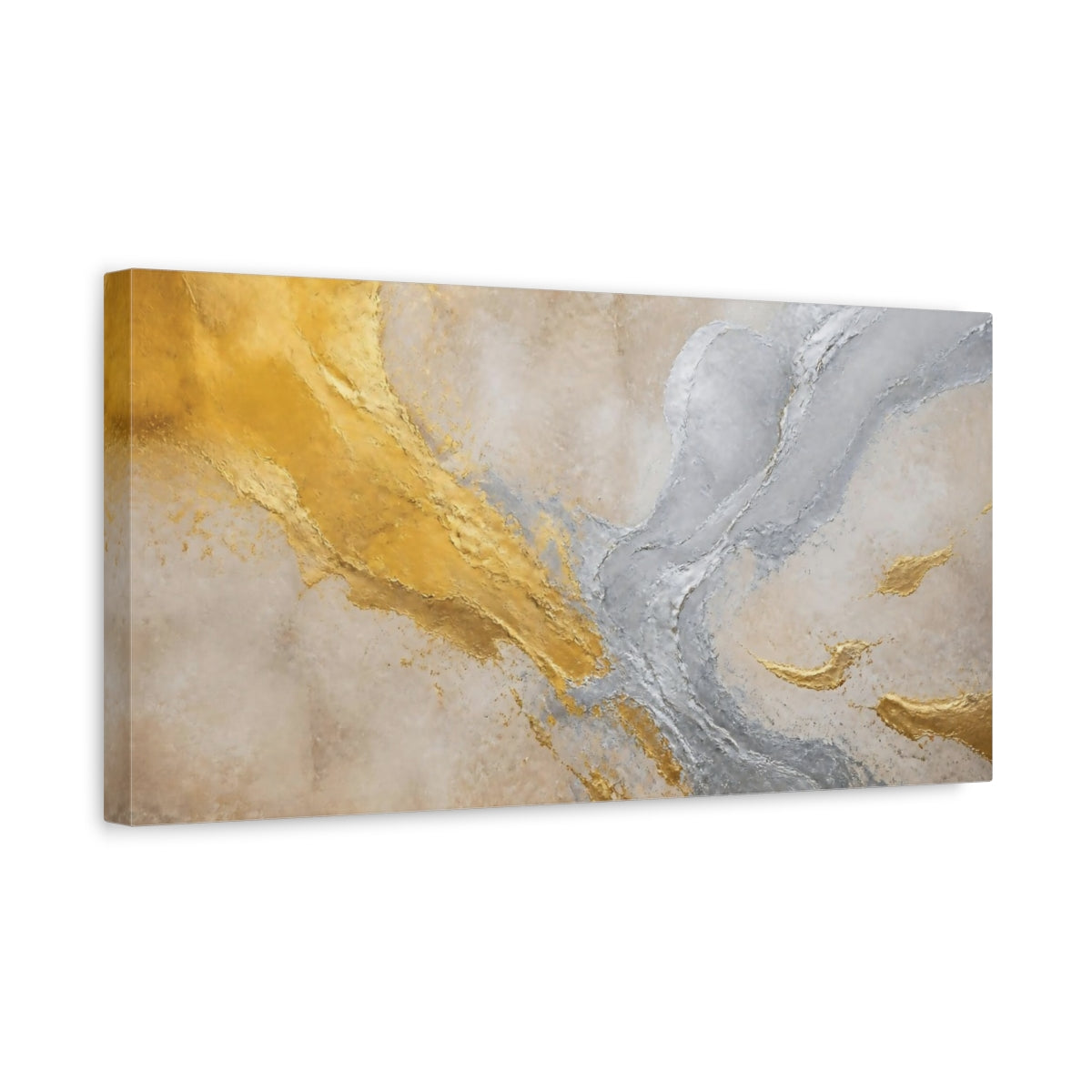 Side Mockup 3. Gold & Silver Abstract Accent shown as canvas print