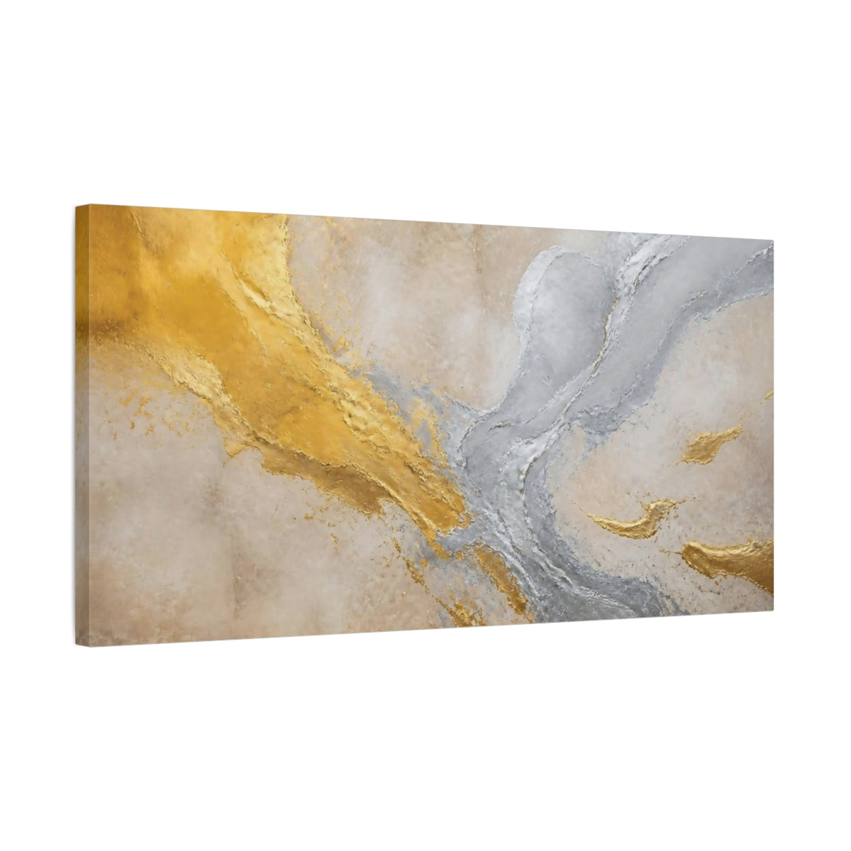 Side Mockup 1. Gold & Silver Abstract Accent shown as canvas print