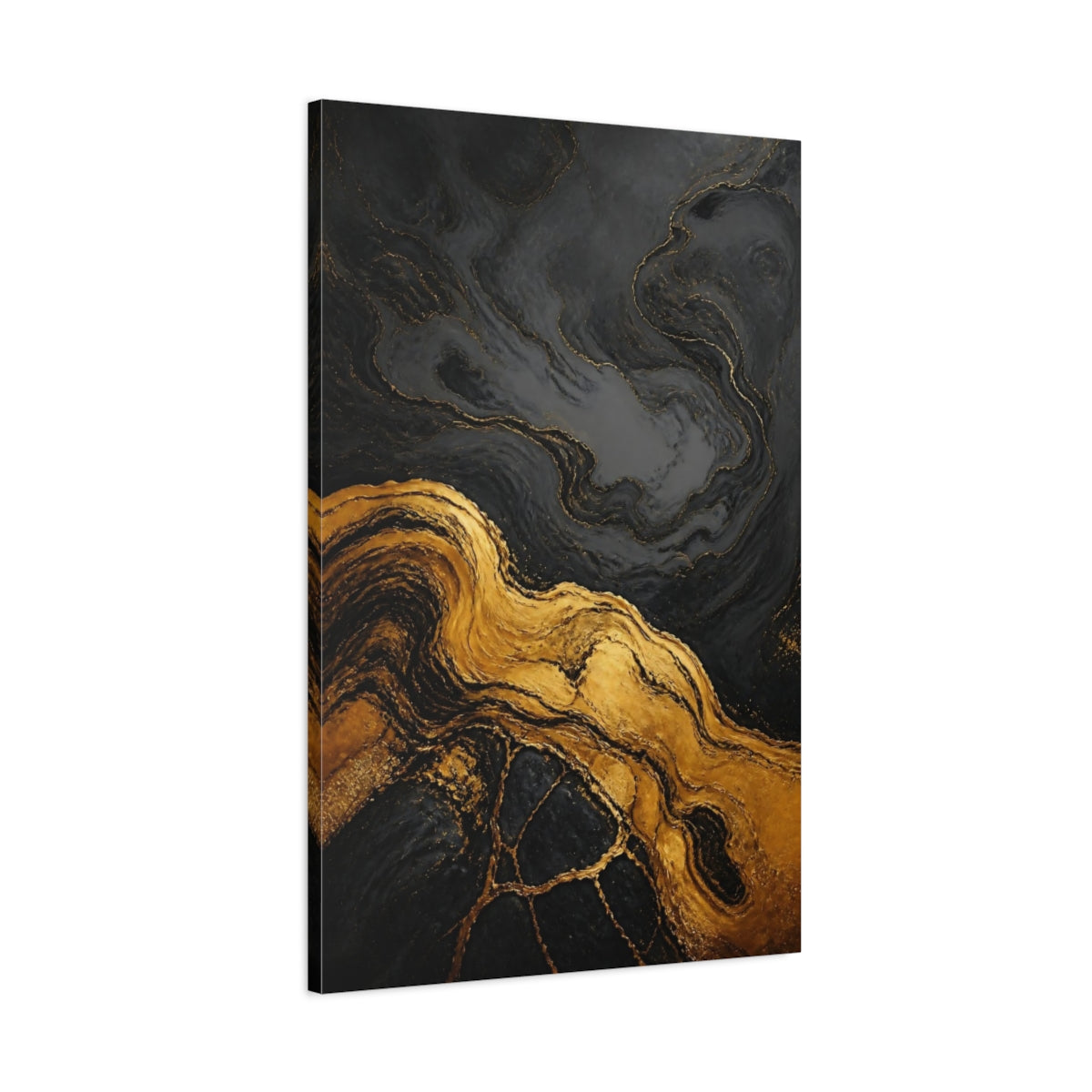 Main Mockup. Gold Swirl Abstract Accent shown as canvas print