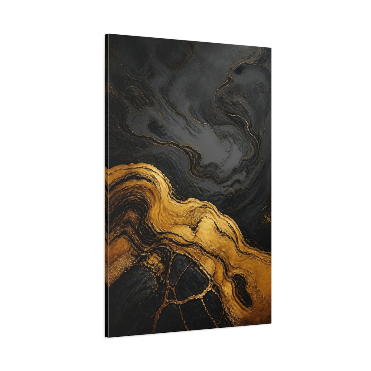 Side Mockup 1. Gold Swirl Abstract Accent shown as canvas print