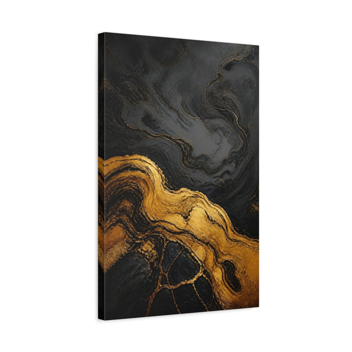 Side Mockup 3. Gold Swirl Abstract Accent shown as canvas print