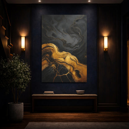 Mockup 4. Gold Swirl Abstract Accent shown as canvas print