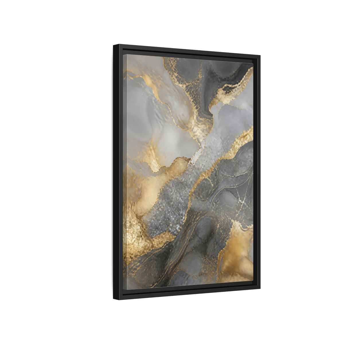 Side Mockup 3. Gold Veined Marble Art shown as framed canvas print