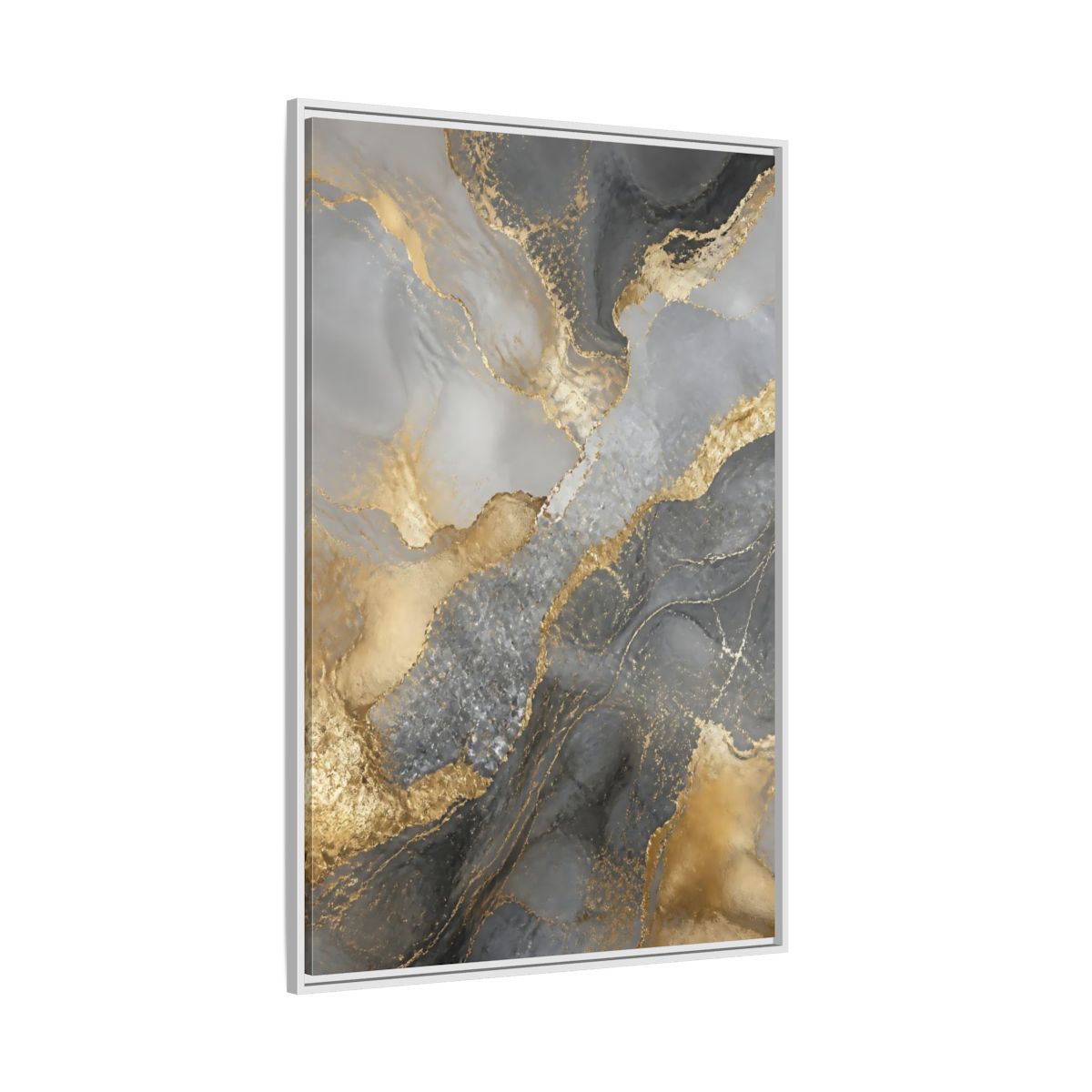 Side Mockup 7. Gold Veined Marble Art shown as framed canvas print