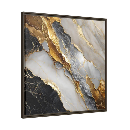 Main Mockup. Gold Veined Marble shown as framed canvas print