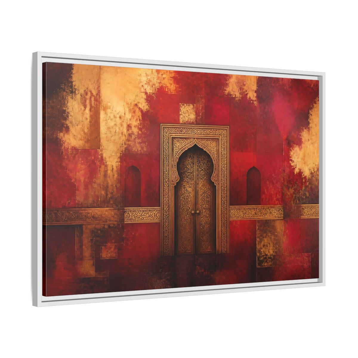 Side Mockup 9. Golden Arched Doorway shown as framed canvas print