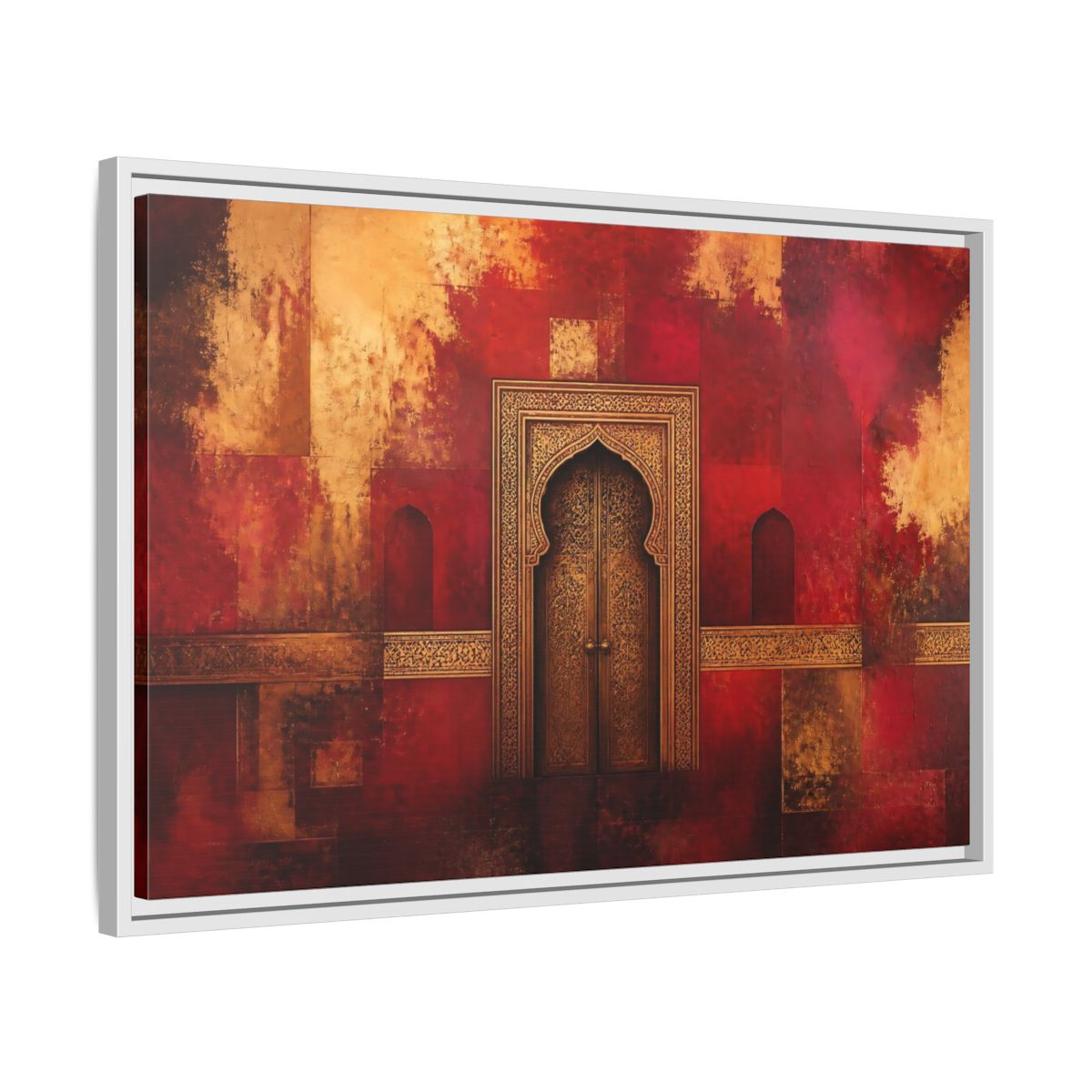 Side Mockup 10. Golden Arched Doorway shown as framed canvas print