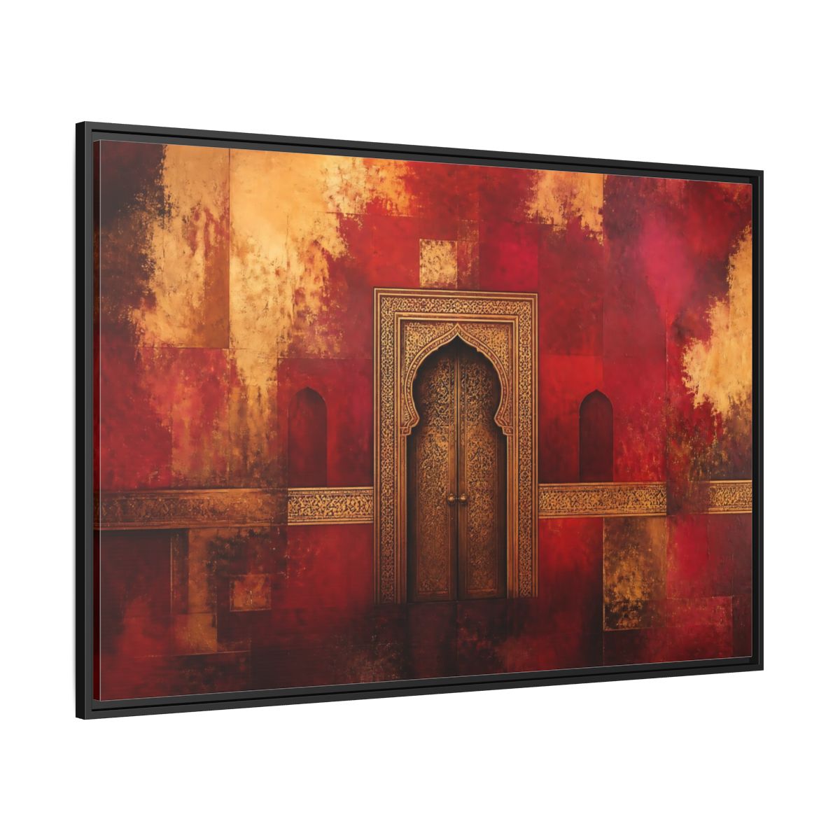 Side Mockup 12. Golden Arched Doorway shown as framed canvas print